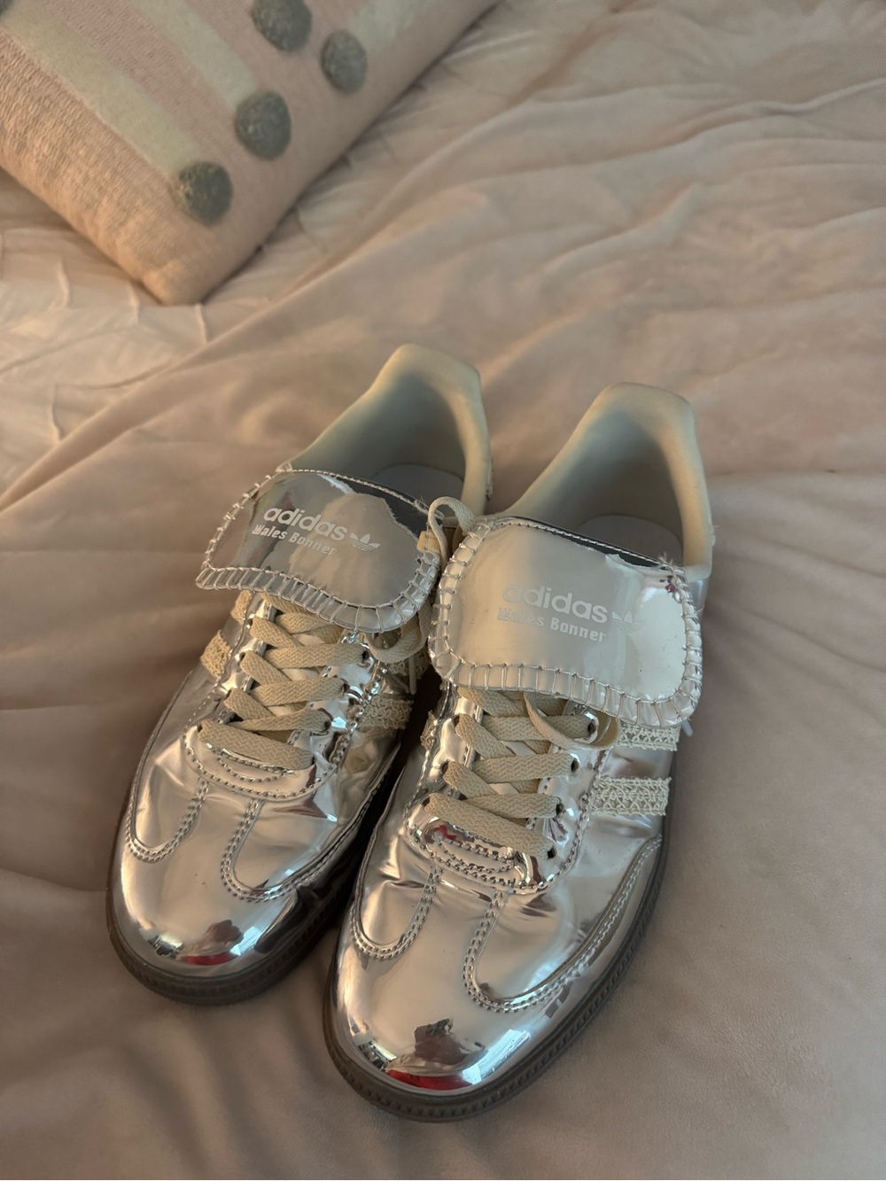 adidas Silver Patent Low-Top Sneakers Wales Bonner worn once